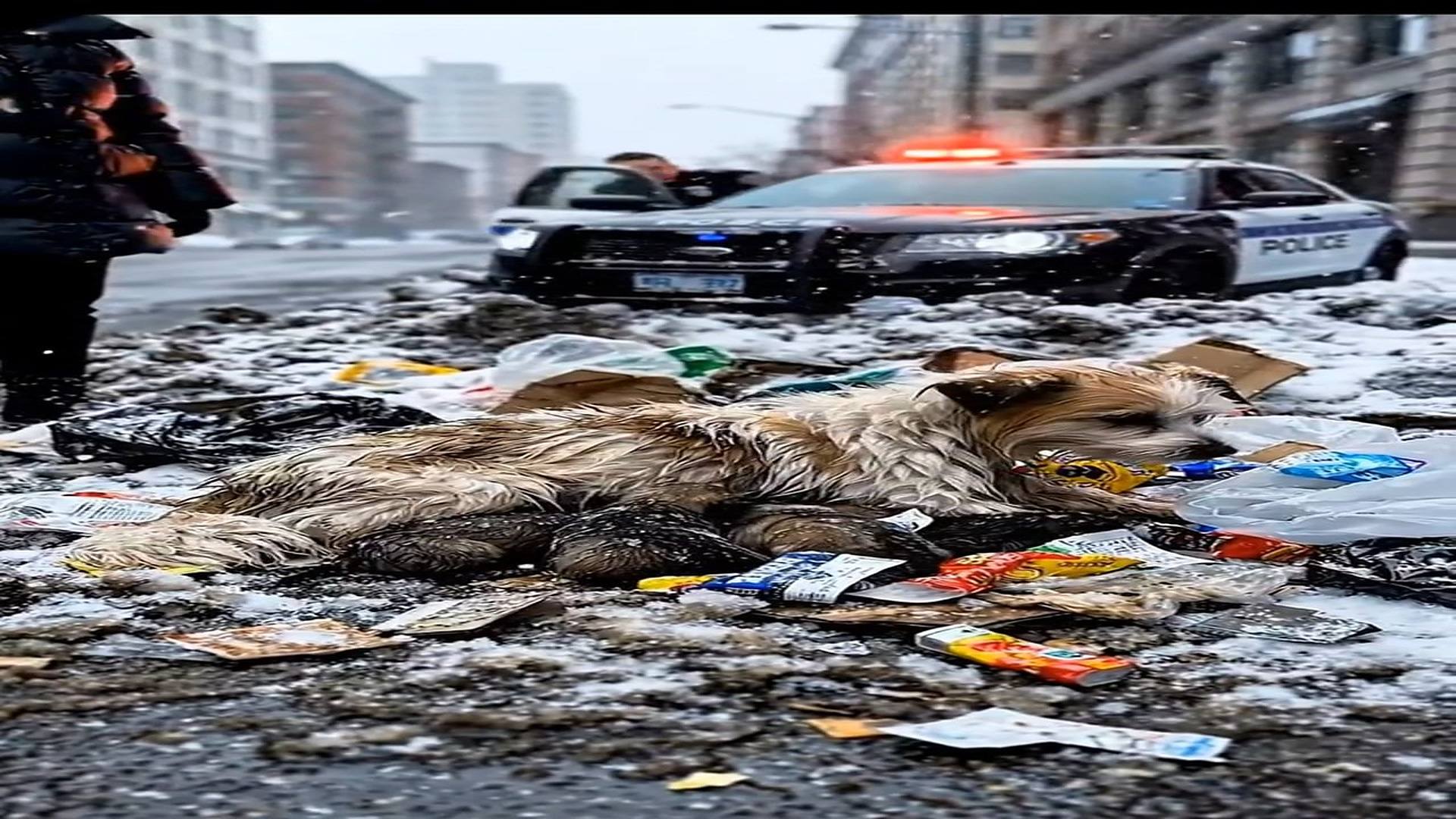 Full Story D0606009_dog her puppies alone in middle of snow on road #DogRescue #RescueDog #SaveDogs #AnimalRescue #RescueStory #DogStory #E