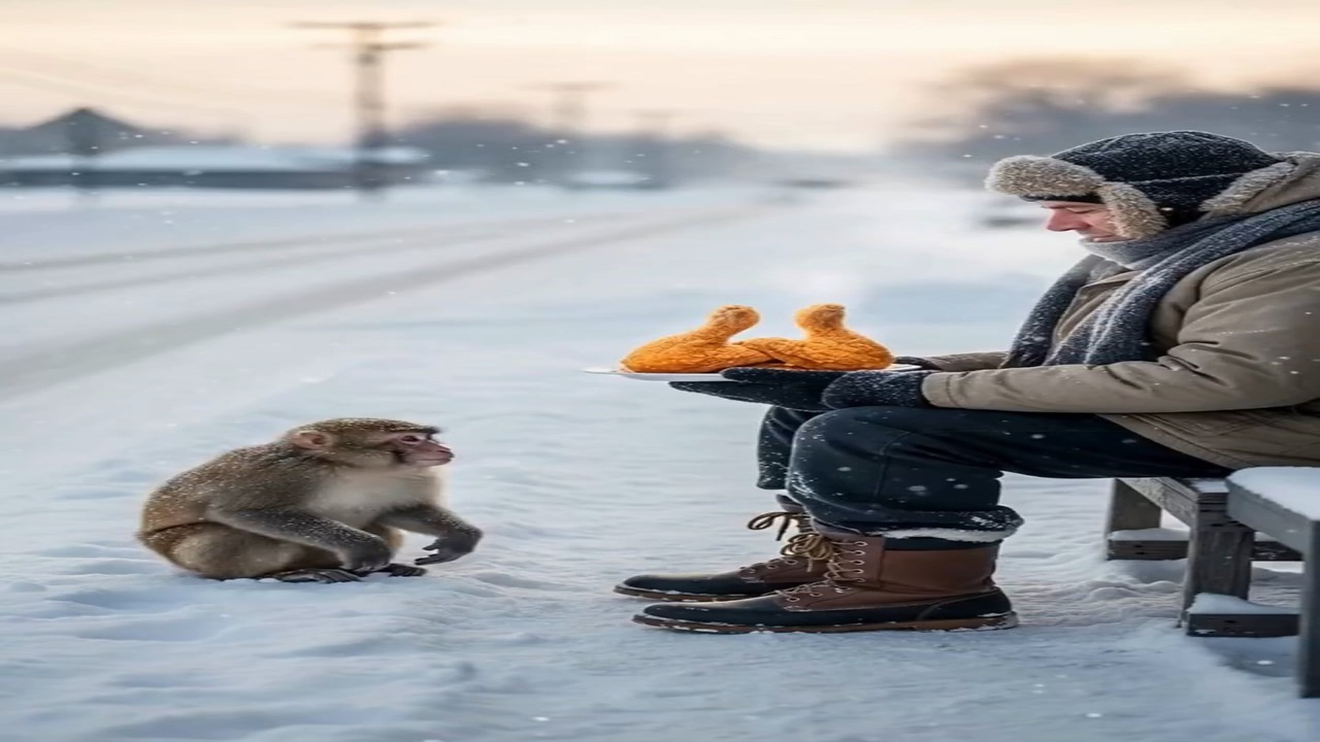 Full Story D1706011_reactions Monkey Takes Chicken Man But Feeds Her Baby monkey suddenly grabs chicken man runs away. At first, it seems l