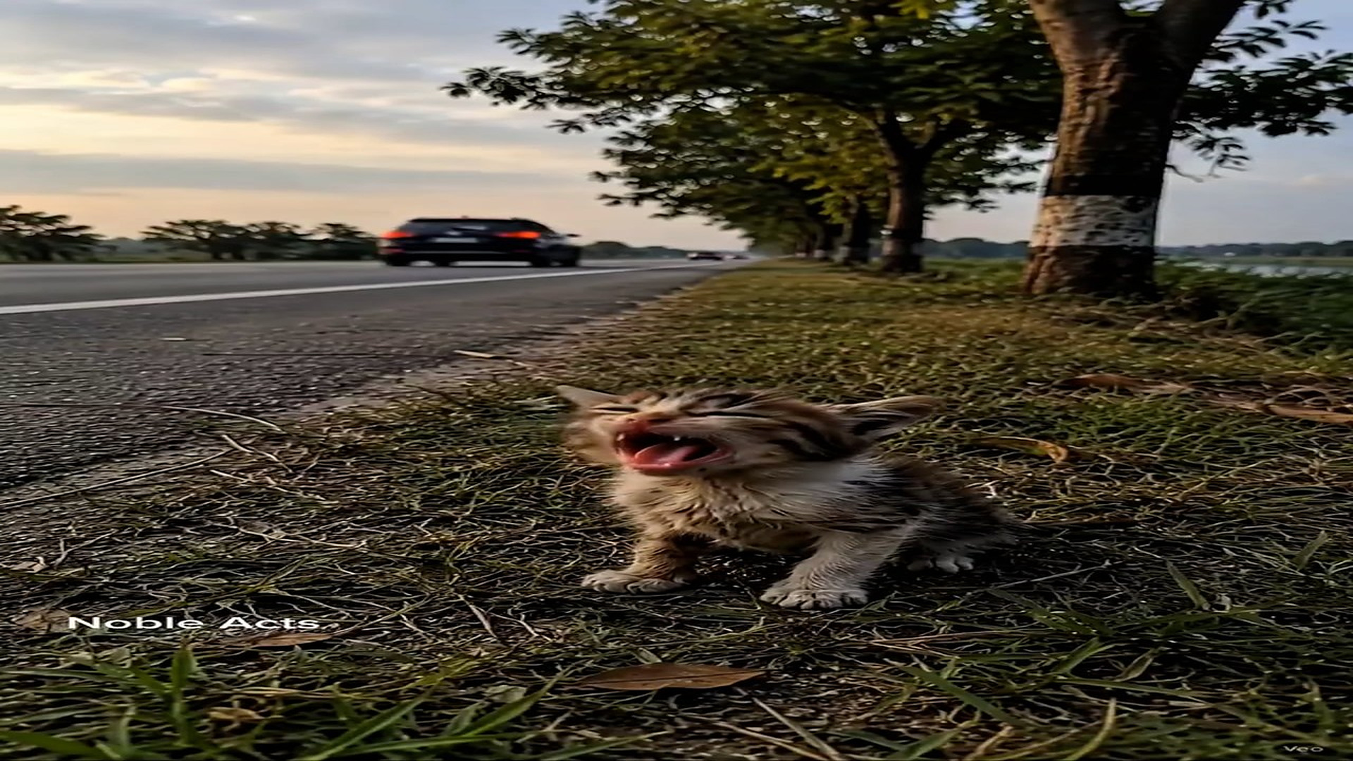 Full Story D2706005_reactions Tiny Hungry Kitten Crying by Highway... Will Anyone Help #reels Have you ever seen hungry kitten crying help