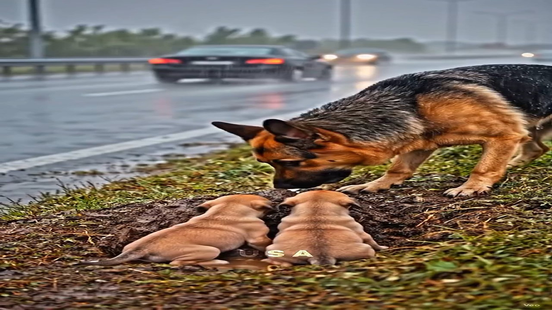 Full Story D0407035_reactions Most Emotional Moment Ever Caught on Camera. Brave Mom Protects Her Puppies in Rain #animals #animallover #do