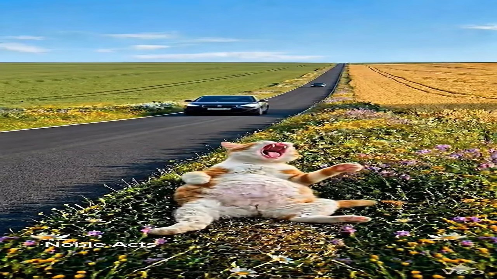 Full Story D2706030_reactions Fat Cat Living Dream on an Open Road #reels Ever wish you could leave stress behind just relax like cat Hit f