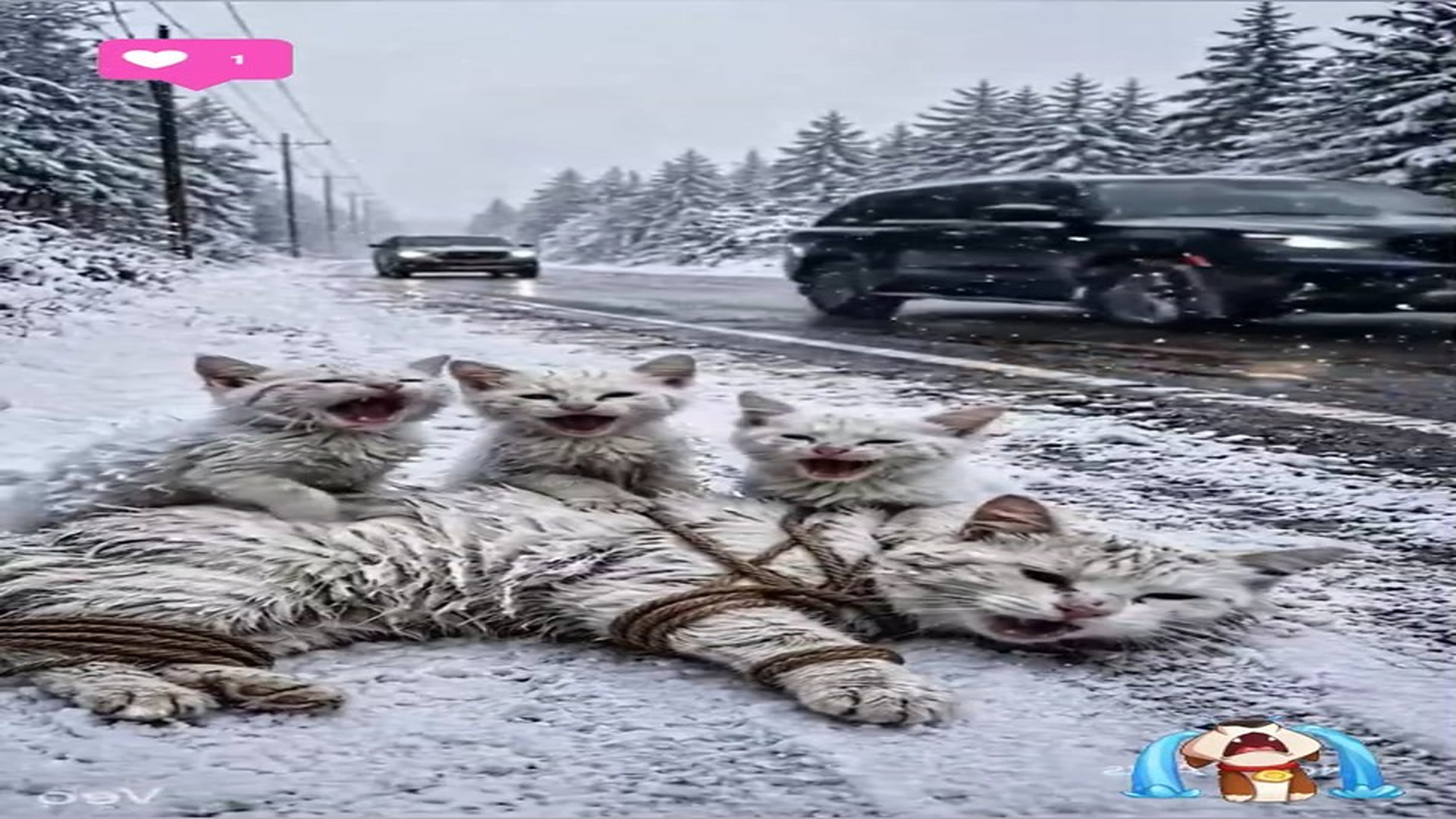 Full Story D2706059_reactions Frozen Kittens Crying Help on Snowy Road #reels Would you stop to save these freezing kittens in snow These r