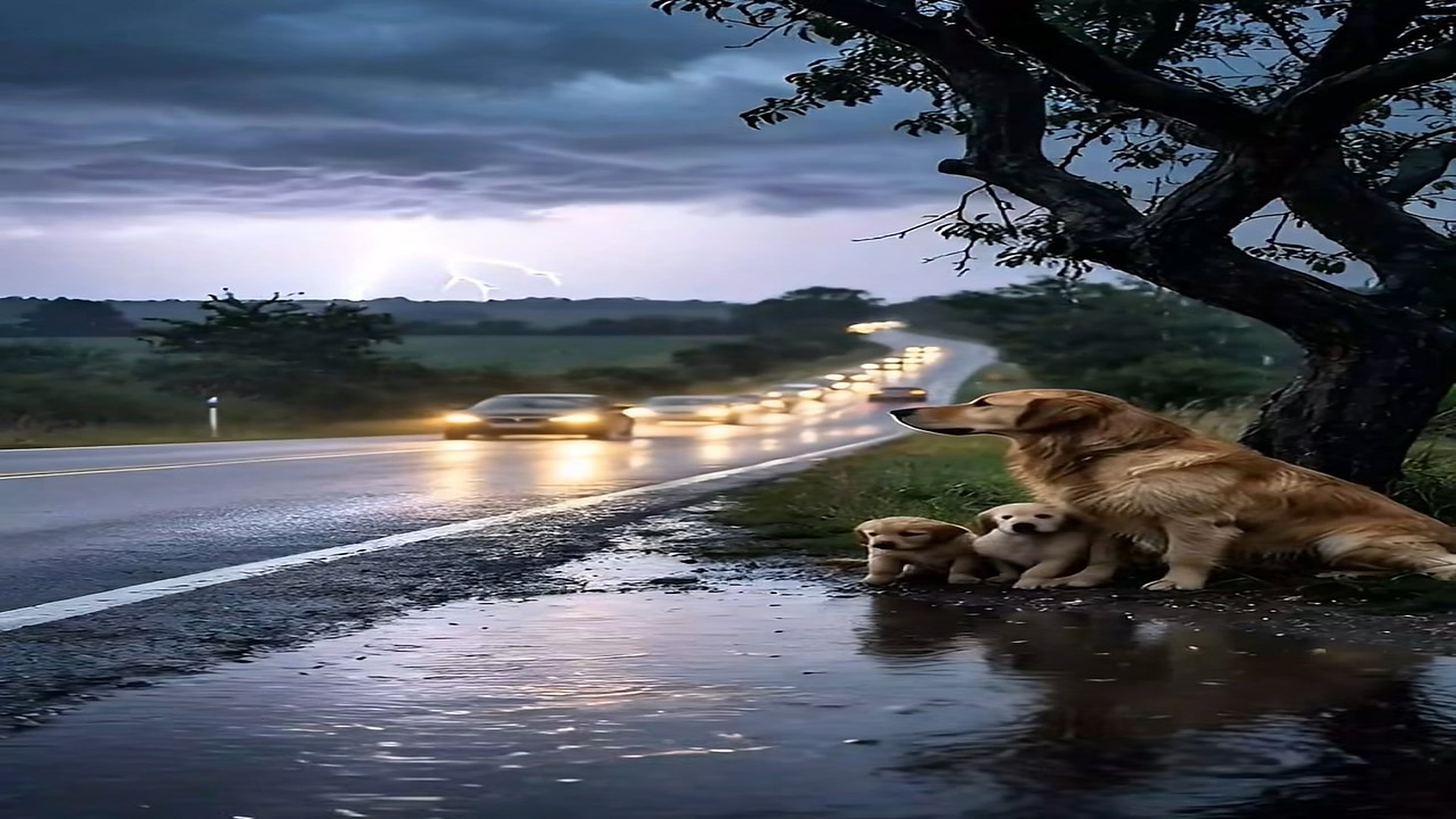 Full Story : D1507015_When world feels dangerous, mother becomes safest place. #goldenretriever #MotherLove #DogLove #AnimalLove #StrayDogs #